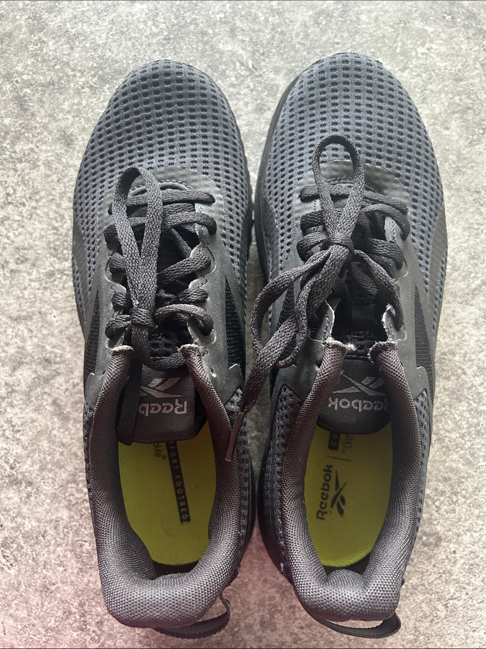 Reebok Black Athletic Mesh Sneakers with Lime Insole